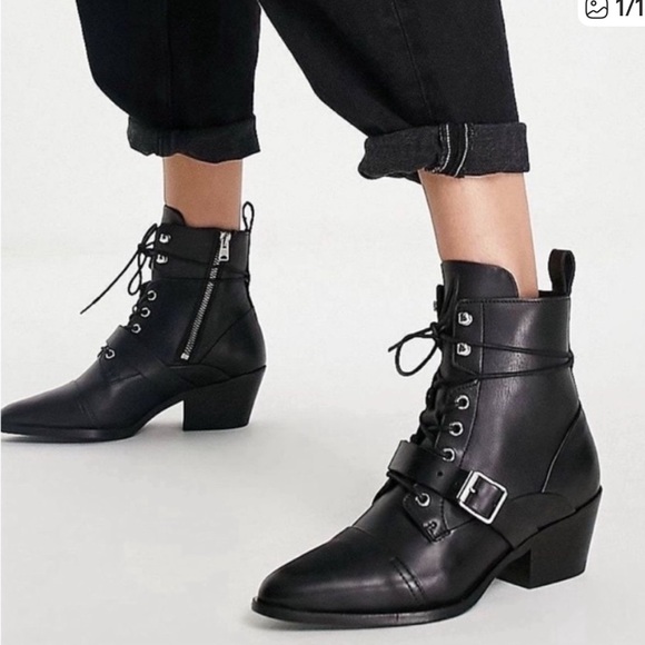 All Saints Shoes - AllSaints Black Leather Lace-Up Ankle Boots – Size 37 (US 6.5–7)